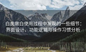 白虎嫩白使用过程中发现的一些细节：界面设计、功能逻辑与操作习惯分析