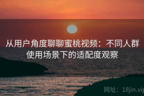 从用户角度聊聊蜜桃视频：不同人群使用场景下的适配度观察
