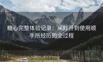糖心完整体验记录：从打开到使用顺手所经历的全过程