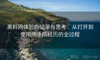 黑料网体验向记录与思考：从打开到使用顺手所经历的全过程