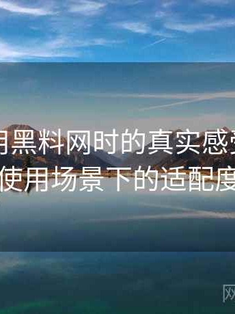 第一次用黑料网时的真实感受：不同人群使用场景下的适配度观察