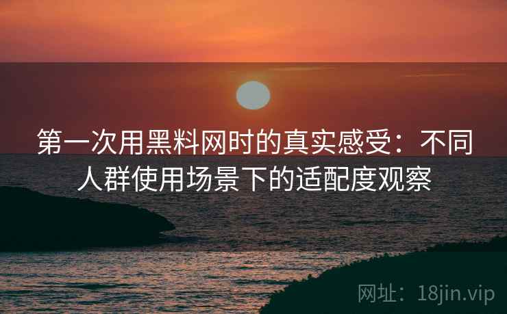 第一次用黑料网时的真实感受:不同人群使用场景下的适配度观察 第一次用黑料网时的真实感受:不同人群使用场景下的适配度观察