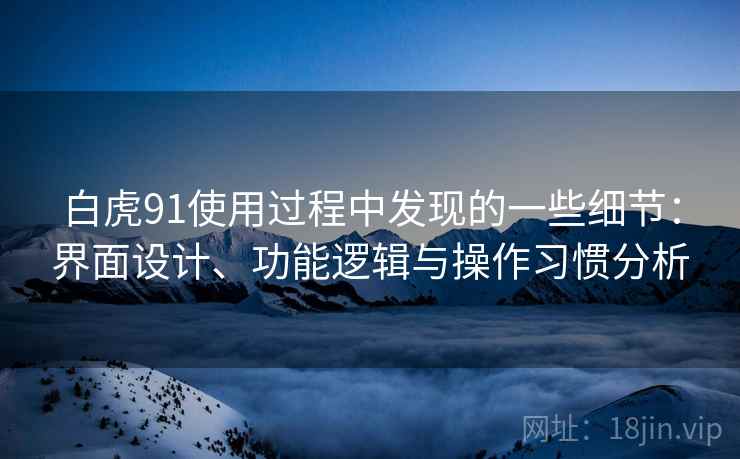 白虎91使用过程中发现的一些细节：界面设计、功能逻辑与操作习惯分析